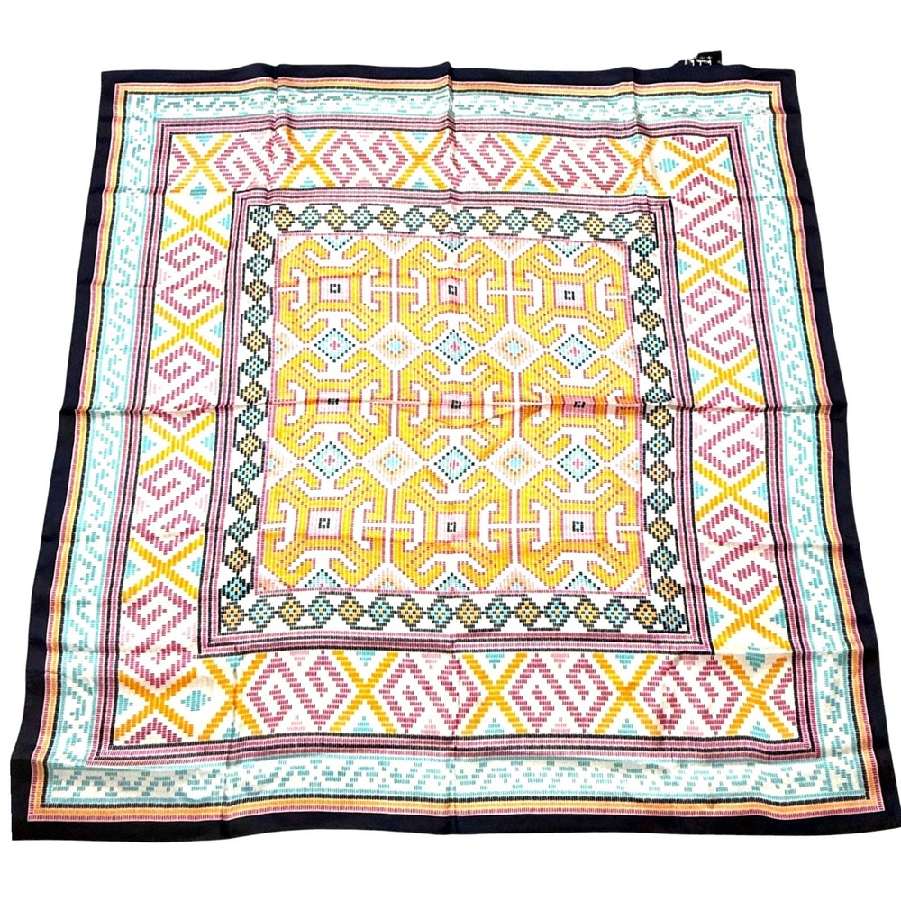 Nicole Miller Studio Silk Scarf NWT Multicolor Geometric Pattern 34" x 34"